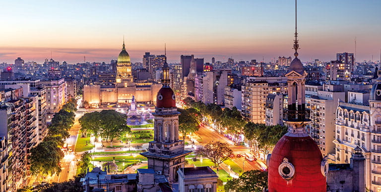 Buenos Aires skyline at sunset